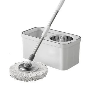 Mops QUANGE Round Lazy Mop 360° Rotating Hand Pressing Spin Sewage Separation Wring Free with Bucket Home Kitchen Cleaner 231009