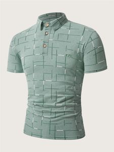 Kundenspezifische T-Shirts Polos 082 Blaugrün Neues Herren-Kurzarm-Knopfdruck-Casual-Pullover-Poloshirt POLO-Shirt