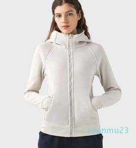 Full Zip Hoodie Hip Length Yoga Tops Gym Coat Cotton Blend Fleece Sports Hoodies Classic Fit Sweatshirts Women Jacket