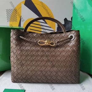 12A All-New Mirror Quality Designer Andiamo Tote Bags Médio Shopping Bag Womens Intrecciato Couro Weave Hobo Luxurys Bolsas Pequenas Bolsas De Ombro Preto