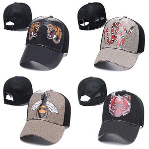 Designer Herren Baseball Caps Frau Marke Tiger Kopf Hüte Biene Schlange bestickt Knochen Männer Frauen Casquette Sonnenhut Gorras Sport Mesh 297B