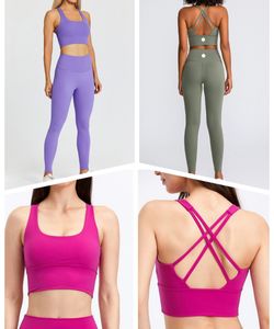 LUwomen-1184 Women Casual Yoga Outfit Set Sports Tops New Yoga Suit Beauty Back Fitness Bra High Waist Leggings Female Yoga Clothing Sets