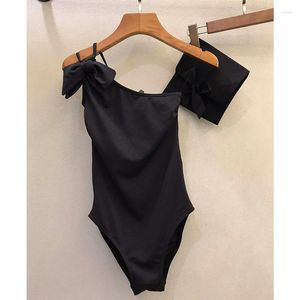 Women's Swimwear Luxury One Shoulder Swimsuit For Women High Waist Bow Push Up 1 Piece Sexy Elegant Vacation Bathing Suits Summer22