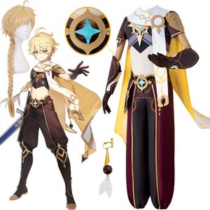 Costume cosplay Traveller Aether Genshin Impact Gioco Cosplay Anime Suit Abbigliamento Parrucca uniforme Festa di Halloween per uomo Donnacosplay