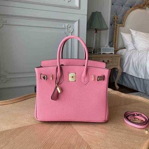 حقيبة يد حقيقية من الجلد BK مصمم حقائب اليد 2024 PINK Platinum TOGO TOP HAND HAND SOND Solid Messenger سعة كبيرة مصنوعة يدويًا