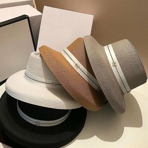 Vintage Hepburn Style Straw Hat Women Outdoor Letter Case Cap Summer Beach Sun Protection Caps Seaside Vacation Wide Brim Hats206o