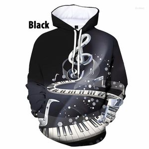 Felpe con cappuccio da uomo 2023 vestiti di Natale 3d stampato moda pianoforte nota musicale divertente pullover allentato con cappuccio sportivo top