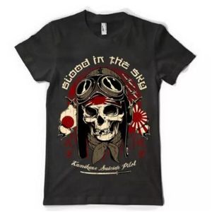 メンズTシャツKamikaze Pilot Fighter Skull Skull Skull Airplane Jet Tee Summer短袖ヒップホップTシャツ187z