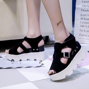 Vit 2024 häl kvinnor kil svart casual sandaler skor öppen tå plattform flickor höga klackar sommarskor skor kil 428 s s 604 '5 s s s