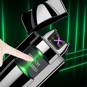 Isqueiros à prova de vento isqueiros fumar legal tecnologia gadgets para homens indução laser elétrico recarregável usb isqueiro arco plasma igniter qh10