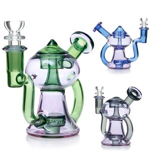 Glass Bongs Dab Oil Rigs Small Bubbler Water Pipes Recycler Oil Rig Smoking Bong With 14mm Bowl 4.5 Inches Mini Pipes