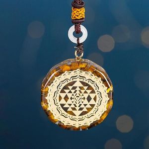 Naszyjnik orgonitowy Sri Yantra Wiselant Sacred Geometria Tiger Eye Energy dla kobiet mężczyzn Naszyjniki biżuterii 293p