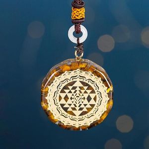 Colar orgonite sri yantra pingente geometria sagrada tigre olho energia para mulheres homens jóias colares293p