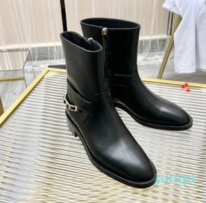 2023 Designer Kvinnor Shiny Leather Nylon Hailf Boots Martin Ankle Booties äkta läder Combat Boot Ladies Winter Platform Shoes Box -N118