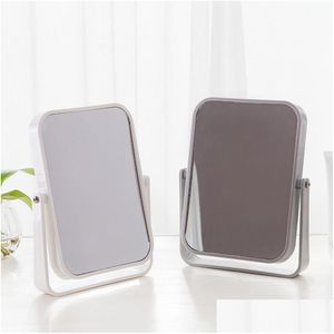 Mirrors Simple Rectangar Desktop Mirror High-Definition Makeup Double-Sided Rotating Home Garden Home Decor Ot6Vy