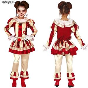 Tema Kostüm Çocuk Cosplay Girls Joker Cosplay Elbise Korku Palyaço Yakası Gelir Cadılar Bayramı Karvinal Partisi için Süslü Giydirme Q231010