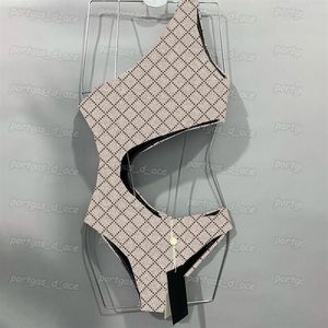 Costume da bagno da donna con taglio in vita, design a lettere, costume da bagno a spalla singola, costumi da bagno estivi interi per ragazze sexy160u