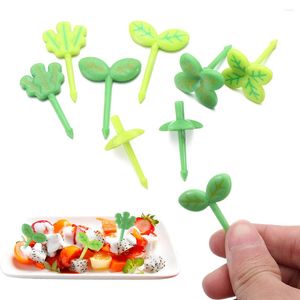 Forks 8pcs Fruit Fork Toothpick Four-leaf Clover Plastic Decoration Lunch Box Bento Picks Dessert Accessories