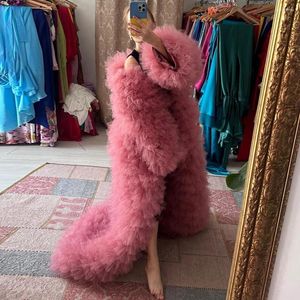 Women's Tanks Poshoot Fluffy Tulle Jacket Women Full Sleeves Layered Ruffles Long Robes Extra Puffy Outfit Custom Made