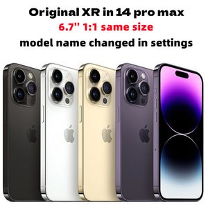 Apple Original iPhone XR 13 Max 또는 14 Pro Max 스타일 6.7 인치 전화 13/14Promax BoxCamera 모양 4G RAM 64GB 128GB 256GB 스마트 폰으로 잠금 해제됩니다.