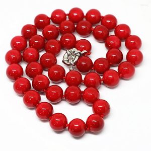 Catene Moda Rosso Corallo Artificiale 8 10 12 14mm Collana di Perline Rotonde Ly Gioielleria Raffinata Donna Regalo Elegante 18 pollici