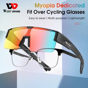 Outdoor Eyewear WEST BIKING Fit Over Myopia Glasses Men Women Polarized Sunglasses Pochromic Cycling Driving Fishing Goggles 231009