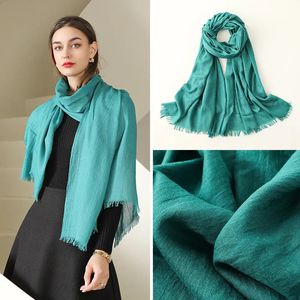 Halsdukar Fashion Soft Linen Cotton Scarf Shawls Muslim Stor hijab Plain Wraps High Quality Pannband Långa halsdukar 190*100 cm 1PC Retail 231009