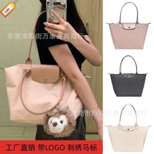 Factory wholesale Longchammp bags Anniversary Longxiang Bag Nylon Embroidered Dumpling Folding Handheld Shoulder Travel Tote bag Mommy Commuters Bag