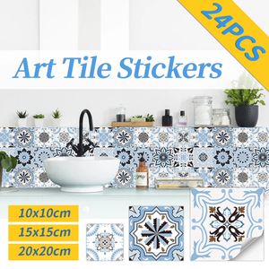 Wall Stickers 24PCS Tile Sticker Kitchen Waterproof And Oilproof Selfadhesive Wallpaper 3d Retro Art Pattern Removable Bathroom Decals 231009