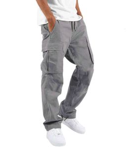 Men's Cargo Pants Relaxed Fit Sport Jogger Sweatpants Drawstring Outdoor Trousers with Pockets thin