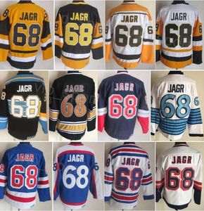 CCM Hockey Retro 68 Jaromir Jagr Vintage Jersey går i pension Classic All Stitching Pure Cotton Breattable For Sport Fans Team Color Black White Navy Blue Yellow Mens Sale