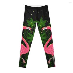 Pantaloni attivi Leggings Flamingo da donna a vita alta per abbigliamento sportivo fisico