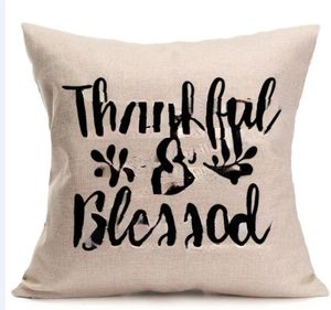 All-match Happy Thanksgiving Day Pillow Covers Fall Decor Cotton Linen Give Thanks Sofa Throw Pillow Case Home Car Cushion Covers