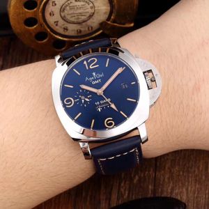 Wristwatches Men Automatic Mechanical Sapphire Stainless Steel GMT Watches Silver Black Leather Luminous 10 Days Watch