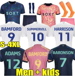 23 24 Adams Llorente Soccer Jerseys Home Away 2023 2024 Bamford Aaronson Harrison Sinisterra James Maillots De Football Kids Kit Leeds Football Shirt