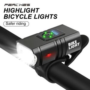 Bisiklet Işıkları LED bisiklet 1000lm USB şarj edilebilir güç ekranı MTB Mountain Road Ön lamba El feneri döngü aksesuarları 231009