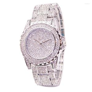 Wristwatches 2023 Fashion Bling Women's Watches Luxury Diamond Silver Rose Gold Watch For Ladies Simple Clock Relogio Feminino