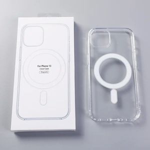 Capa magnética TPU transparente à prova de choque para iPhone 15 14 13 12 pro max com capa de carregamento sem fio