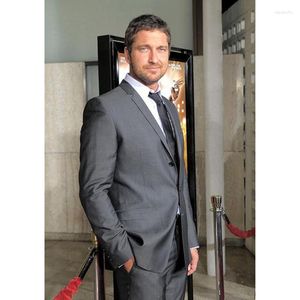 Men's Suits Grey Men Suit 2023 Groomsmen Man Wedding Small Lapel Design Formal Party Prom Mens Suits(Jacket Pants Tie)