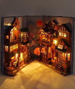 DIY Book Nook Sh Наборы вставок Миниатюрный кукольный домик с мебелью Комнатная коробка Вишневый цвет Подставки для книг Японский магазин Игрушки Подарки 2206104604742