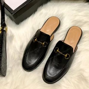 Mules Real Leather Slippers 100% Muls Slippers Designer Luxury Women Men Jacquard Leather Slipper Casu