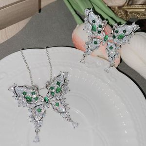 Chains Elegant Exaggerated Luxury European American Style Zirconia Butterfly Women's Necklace Ball Party Music Festival Jewelry