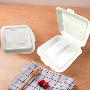 factory disposable takeaway food containers biodegradable clamshell takeout 3 compartment food container for restauran Hot dog box Hamburger box edible