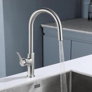 Kitchen Faucets Sink Mixer 304 Stainless Steel Material Pulling Down Cold & Water Goden Matte Black Gun Grey And
