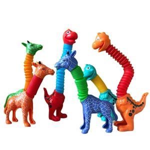 Pop Tubes Toy Giraffe Dinosaur Fidget Tubes Sensory Puzzle Toys Toddler Sensory Imaginative Play Creative Connect Stretch Tubes Decompression Toy