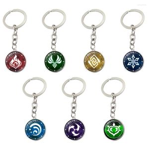 Nyckelringar Genshin Impact KeyChain Cosplay Game Eye of God Bag Pendant Key Chain Ring for Men Women Söta smycken