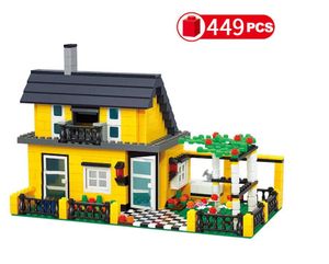 City Architecture Villa Cottage Model Building Blocks Compatible Friends Beach Hut Modular Home House Village Construction Toys