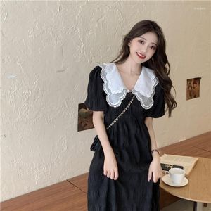 パーティードレスブラックルーズロングロング女性ミディドレスガールol laides cottagecore maxi vestido韓国ファッション2023