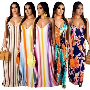 Abiti casual da donna sexy estivi a righe aderenti lunghi maxi lunghezza fino al pavimento senza maniche prendisole taglie forti abiti da festa per club289x