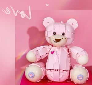 Şekil Ayı Tuğla Yapı Taşları Ayı Yapı Peluche Oyuncakları Küçük Pembe Ayı Karikatür Anime Model Yapı Oyuncak Ayı Tuğla Dekorasyon Oyuncak Noel Hediyeleri Kız İçin Oyuncak